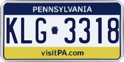 PA license plate KLG3318