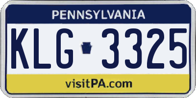 PA license plate KLG3325