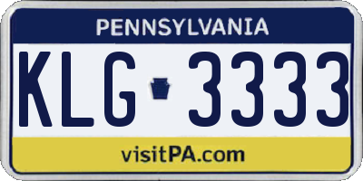 PA license plate KLG3333