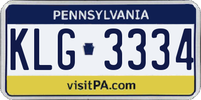 PA license plate KLG3334