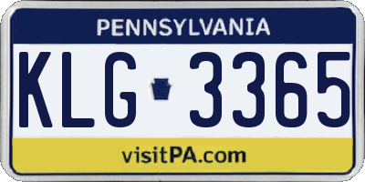 PA license plate KLG3365