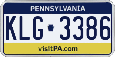 PA license plate KLG3386