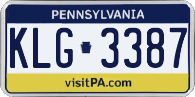 PA license plate KLG3387
