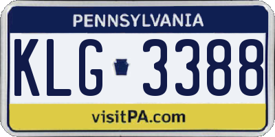 PA license plate KLG3388