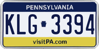 PA license plate KLG3394
