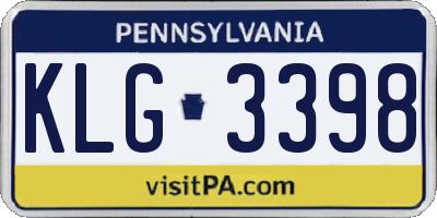 PA license plate KLG3398