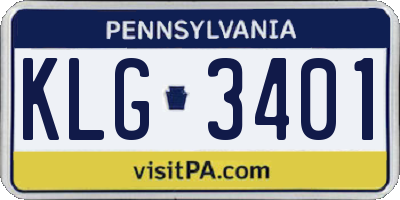 PA license plate KLG3401