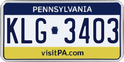 PA license plate KLG3403