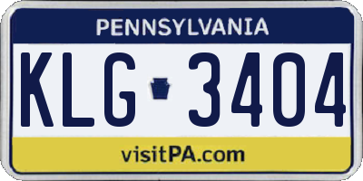 PA license plate KLG3404