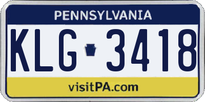 PA license plate KLG3418