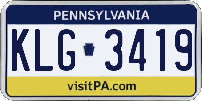 PA license plate KLG3419