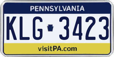 PA license plate KLG3423