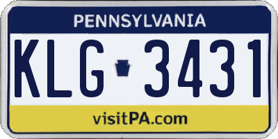 PA license plate KLG3431