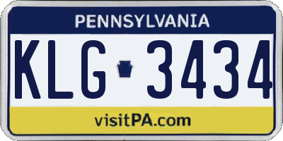 PA license plate KLG3434