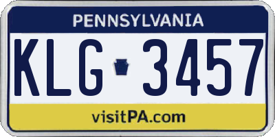 PA license plate KLG3457