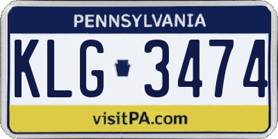 PA license plate KLG3474