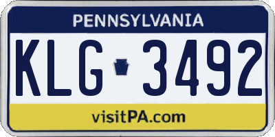 PA license plate KLG3492