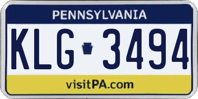 PA license plate KLG3494