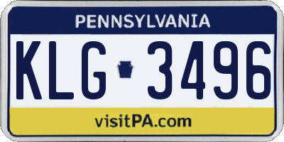PA license plate KLG3496