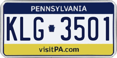 PA license plate KLG3501