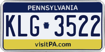 PA license plate KLG3522