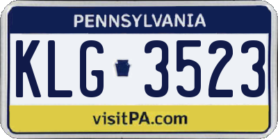 PA license plate KLG3523