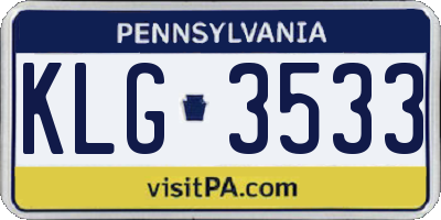 PA license plate KLG3533