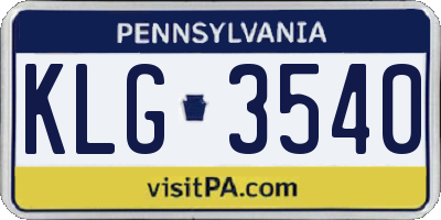 PA license plate KLG3540