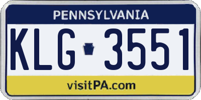 PA license plate KLG3551