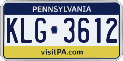 PA license plate KLG3612