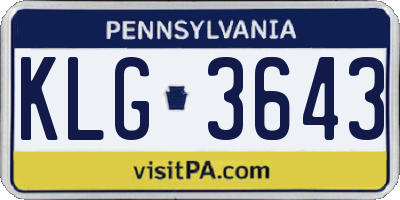 PA license plate KLG3643