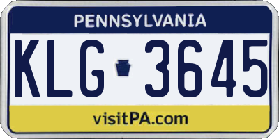 PA license plate KLG3645