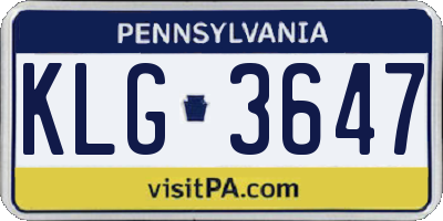 PA license plate KLG3647