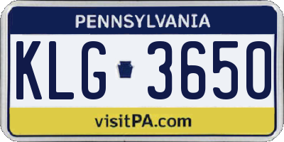 PA license plate KLG3650