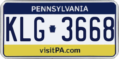 PA license plate KLG3668