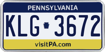 PA license plate KLG3672