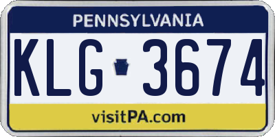 PA license plate KLG3674