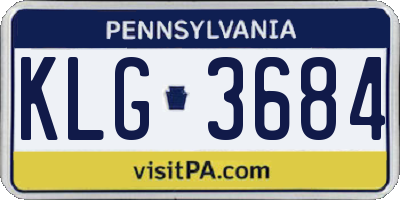 PA license plate KLG3684