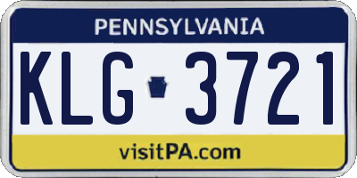 PA license plate KLG3721