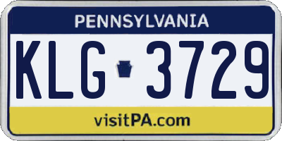 PA license plate KLG3729