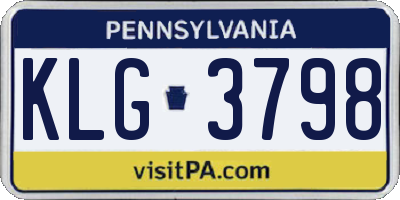 PA license plate KLG3798