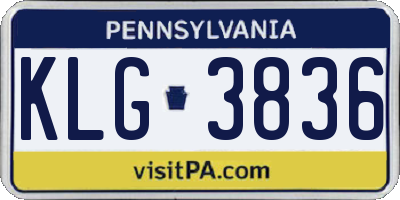 PA license plate KLG3836