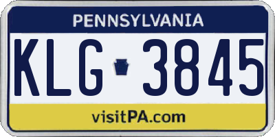 PA license plate KLG3845