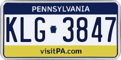 PA license plate KLG3847