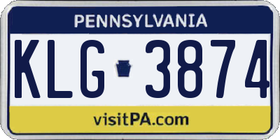 PA license plate KLG3874