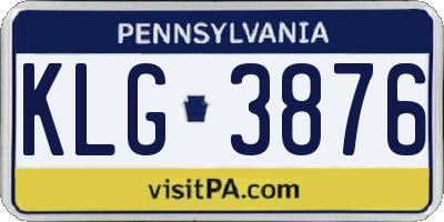 PA license plate KLG3876