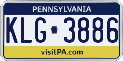 PA license plate KLG3886