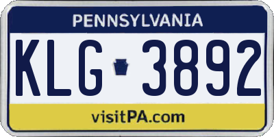 PA license plate KLG3892