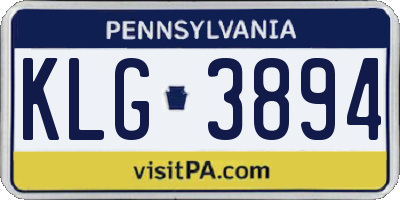 PA license plate KLG3894