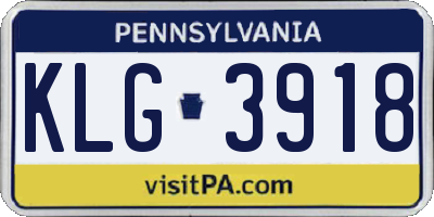 PA license plate KLG3918